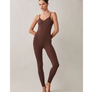 REFORMATION EMMY ECOSTRETCH JUMPSUIT IN CHOCOLATE BROWN